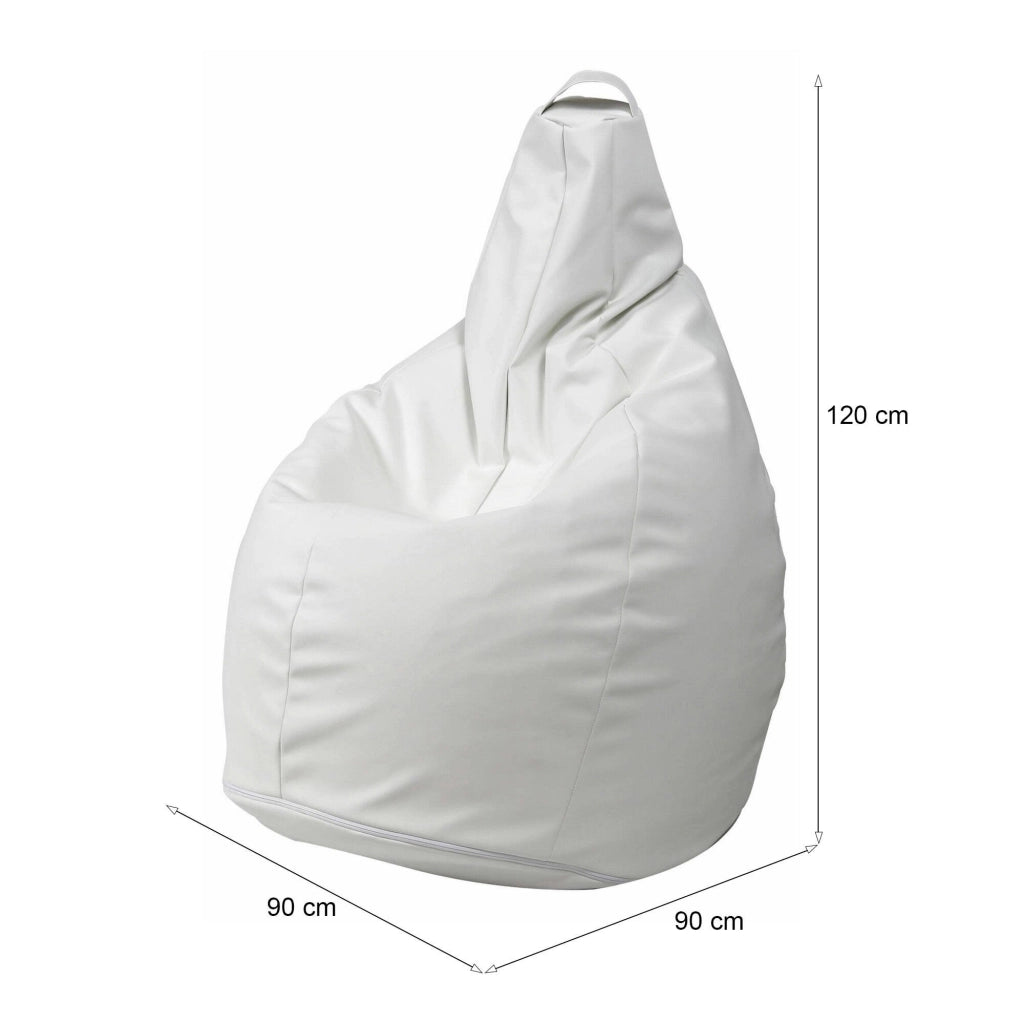 Pouf Agordo, Poltrona multiuso, Poltroncina sacco, Pouf poggiapiedi, Made in Italy, 90x90 h120 cm, Bianco