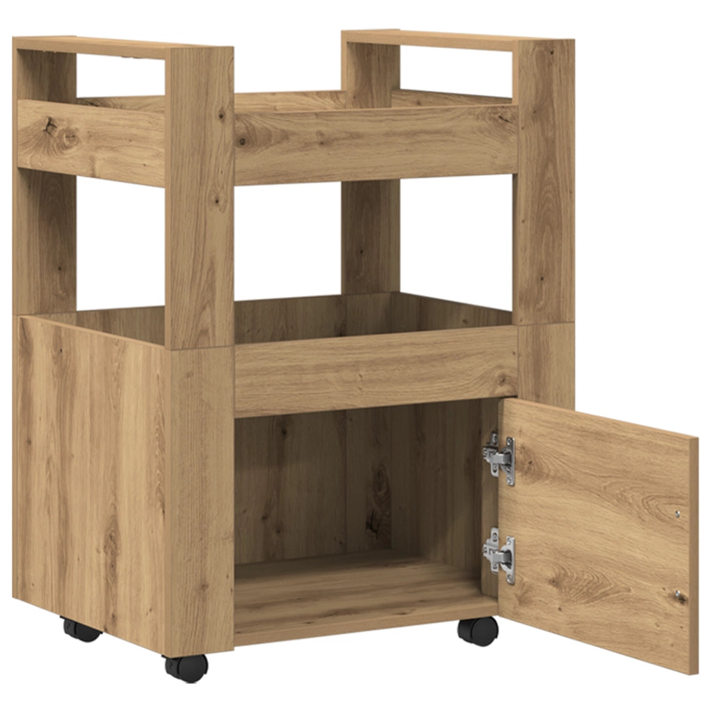 Carrello da Cucina  Rovere Artigianale 60x45x80 cm Legno Ingegnerizzato