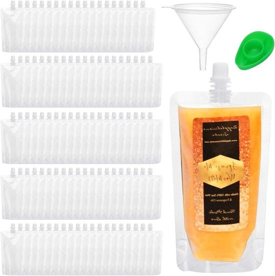 100 sacchetti di plastica riciclabili 250ml per succo, tè, acqua - trasparente - 10x16.5cm