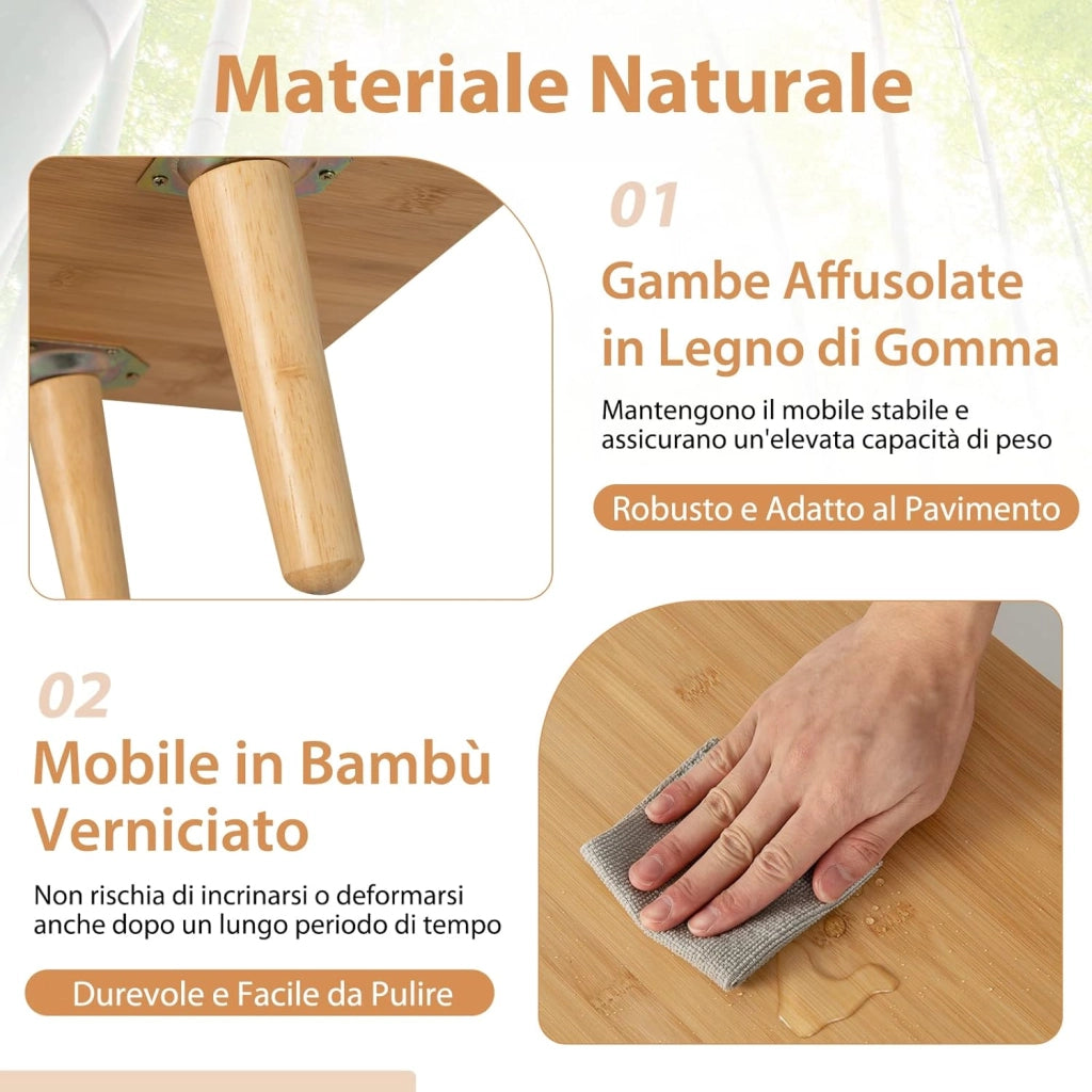 Mobile TV per TV Fino a 55", Mobile Porta TV Salloto, Mobiletto Soggiorno con 2 Ante Scorrevoli, Tavolo Consolle con Gambe in Legno Gamba, 120,5 x 31 x 45,5 cm (Naturale)