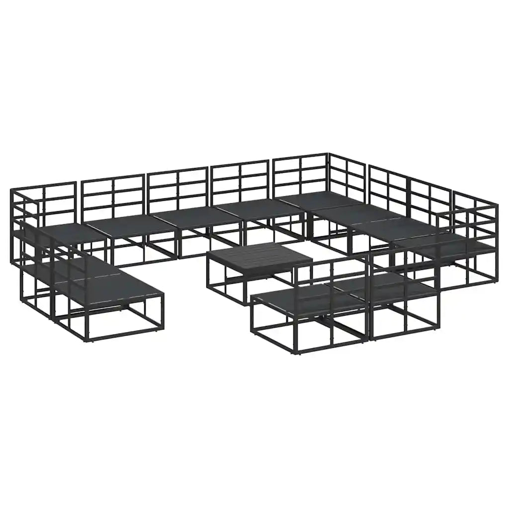 Set Divano da Giardino con cuscino 13 pcs Nero Alluminio
