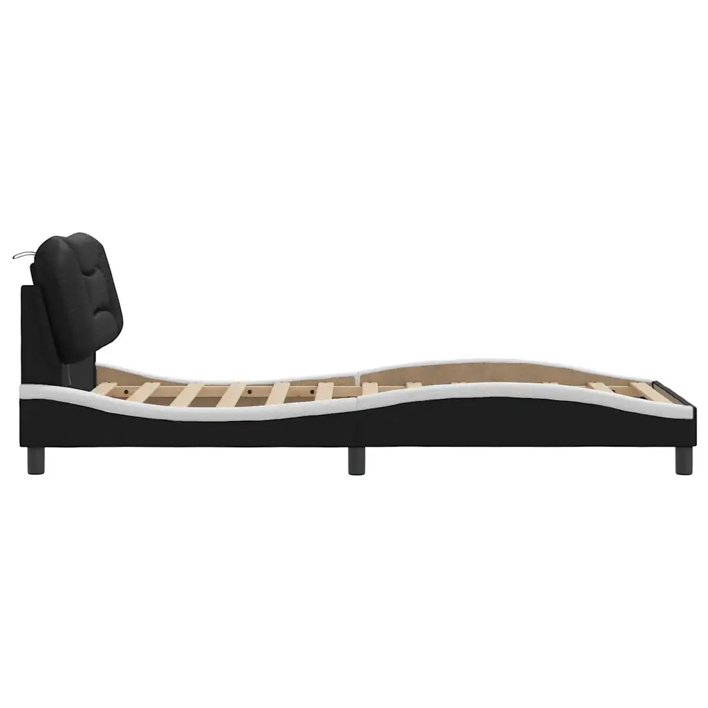 Giroletto con LED senza Materasso-Struttura Letto Hvar Nero e Bianco 80x200 cm
