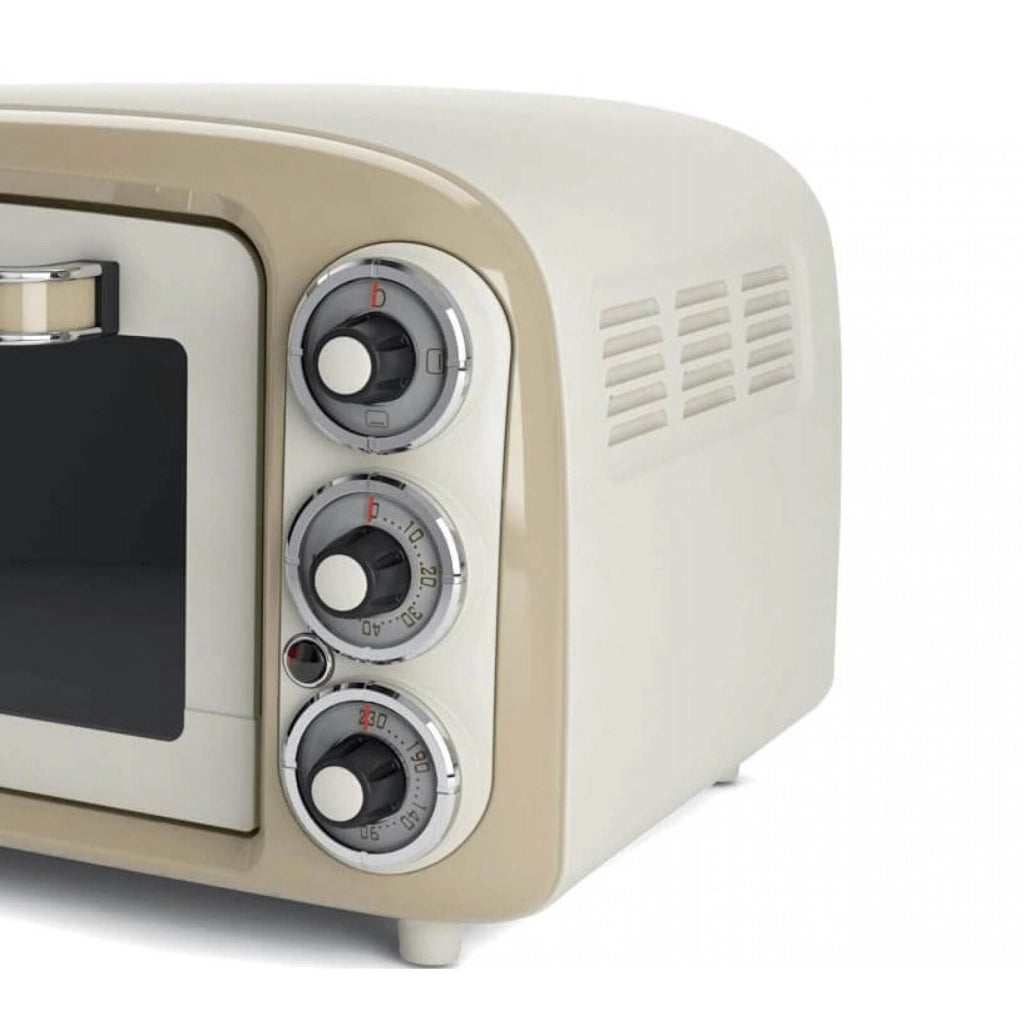 Ariete 979 - Fornetto elettrico 18 L, Potenza 1380 W, Funzioni di cottura: ventilato, grill e statica, Timer 60 minuti, Termostato regolabile fino a 230 °C, Linea Vintage, Colore Beige