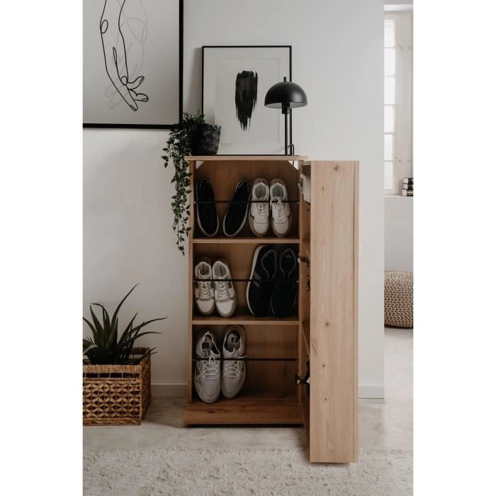 Scarpiera Satos - Rovere Artisan - 100 x 110 x 34 cm - Capacità 12 paia