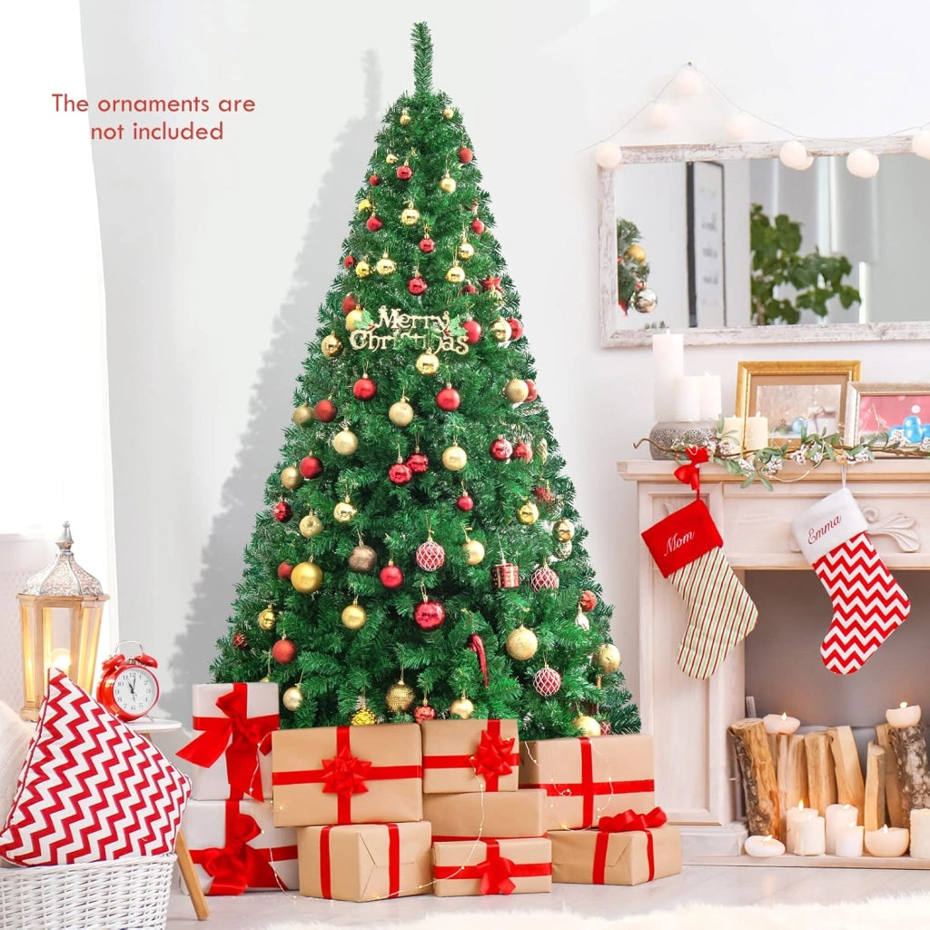 Albero di Natale Verde 150/180/210/240 cm Folto Sintetico, Albero di Natale per Feste, Case, Uffici, Negozi, Bar, Supporto in Ferro, Rami Spessi (210 cm)