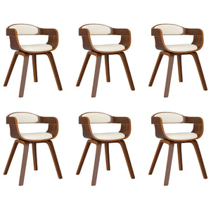 Sedie da Pranzo 6 pz Crema in Legno Curvato e Similpelle