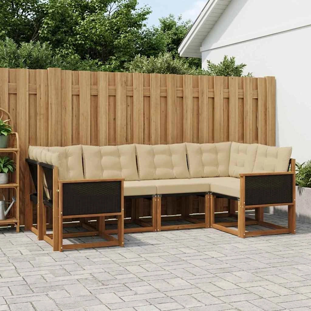 Set di divani da esterno 6 pz Naturale e Beige 3382169