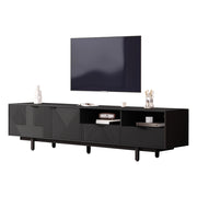 Mobile TV con 2 ante; vani aperti e passacavi - per soggiorno - 200×40×51 cm - nero