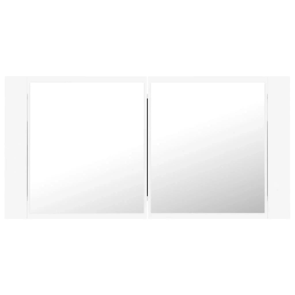 Mobiletto da bagno con specchio LED bianco 90 x 12 x 45 cm acrilico 02_0006652