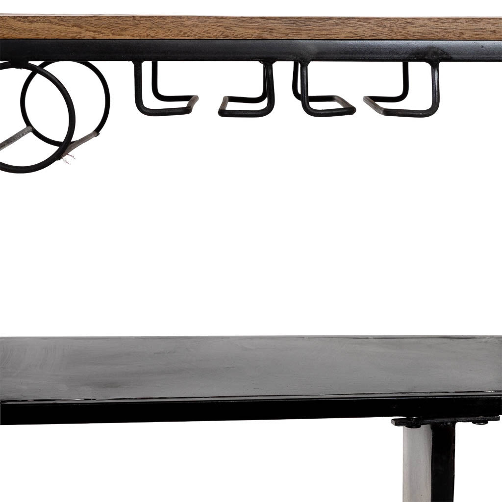Mobile bar portabottiglie con ruote nero 180x58x98h cm