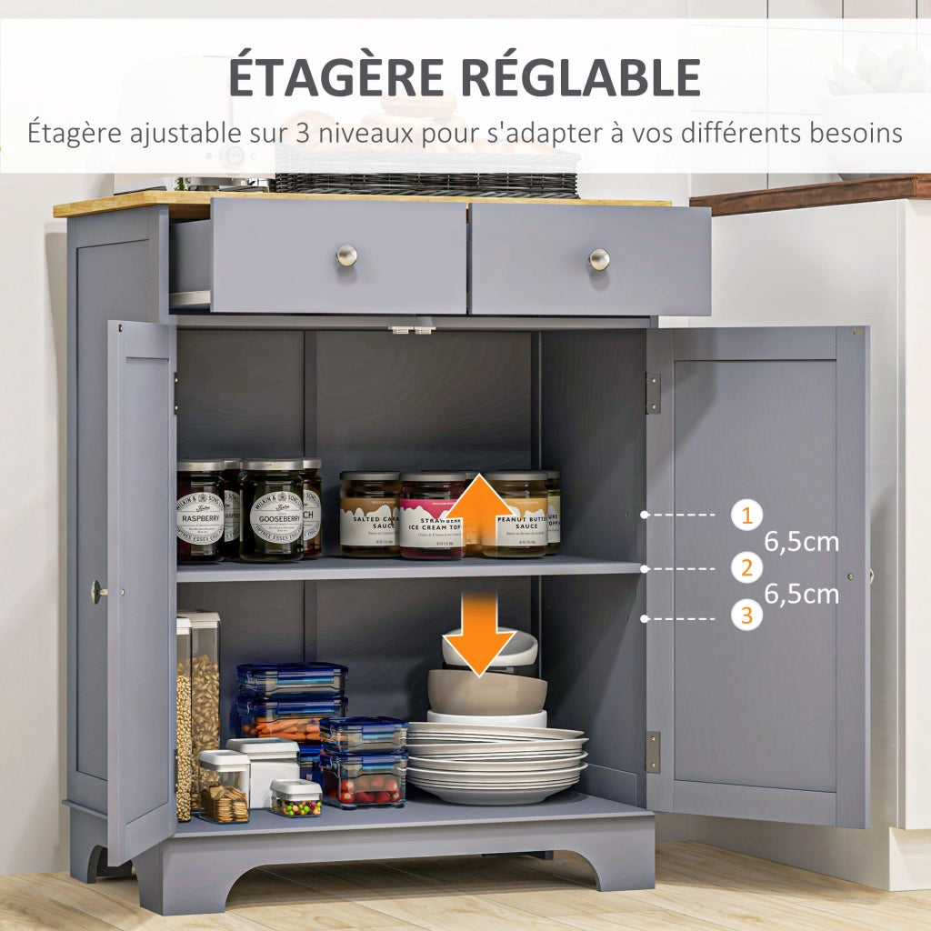 Credenza con ante, cassetti e ripiani ¨C zephmum ¨C 68x40x85 cm grigio legno naturale