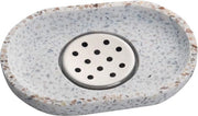 Sacchetta di detersivo in terracotta con contenitore in acciaio inossidabile per drenaggio, beige, contenitore per detersivo, pietra naturale, beige per bagno, lavabo e cucina