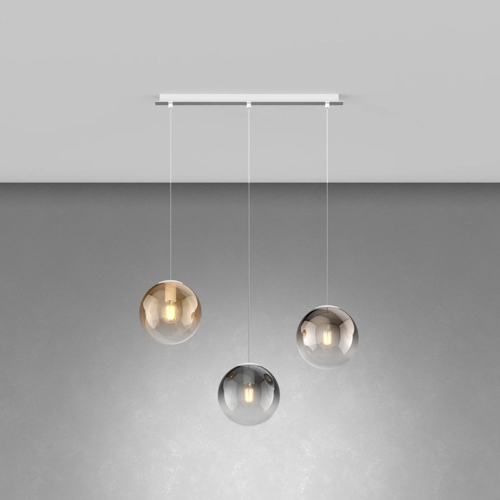 Lampadario Moderno Big Eclipse Metallo Cromo Vetro Multicolor 3 Luci E27