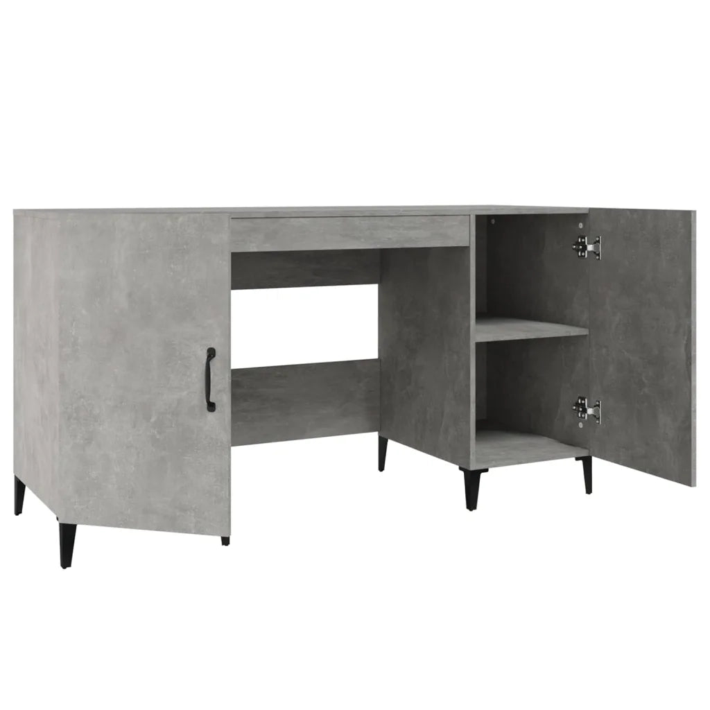 Scrivania | Tavolo da Ufficio Grigio Cemento 140x50x75 cm in Legno Multistrato