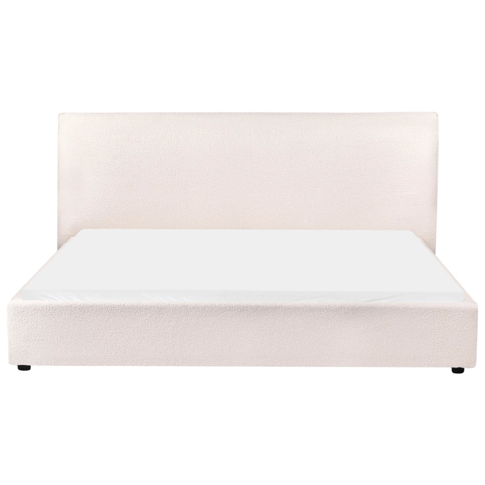 Letto matrimoniale ad acqua in bouclè bianco sporco 180 x 200 cm stile classico minimalista
