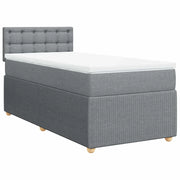 Letto singolo | Letto per adulti | Giroletto a Molle con Materasso Grigio Chiaro 90x190 cm Tessuto