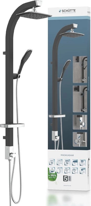 Doccia con bidet e barra di appoggio in nero - Kit di doccia con piatto pratico