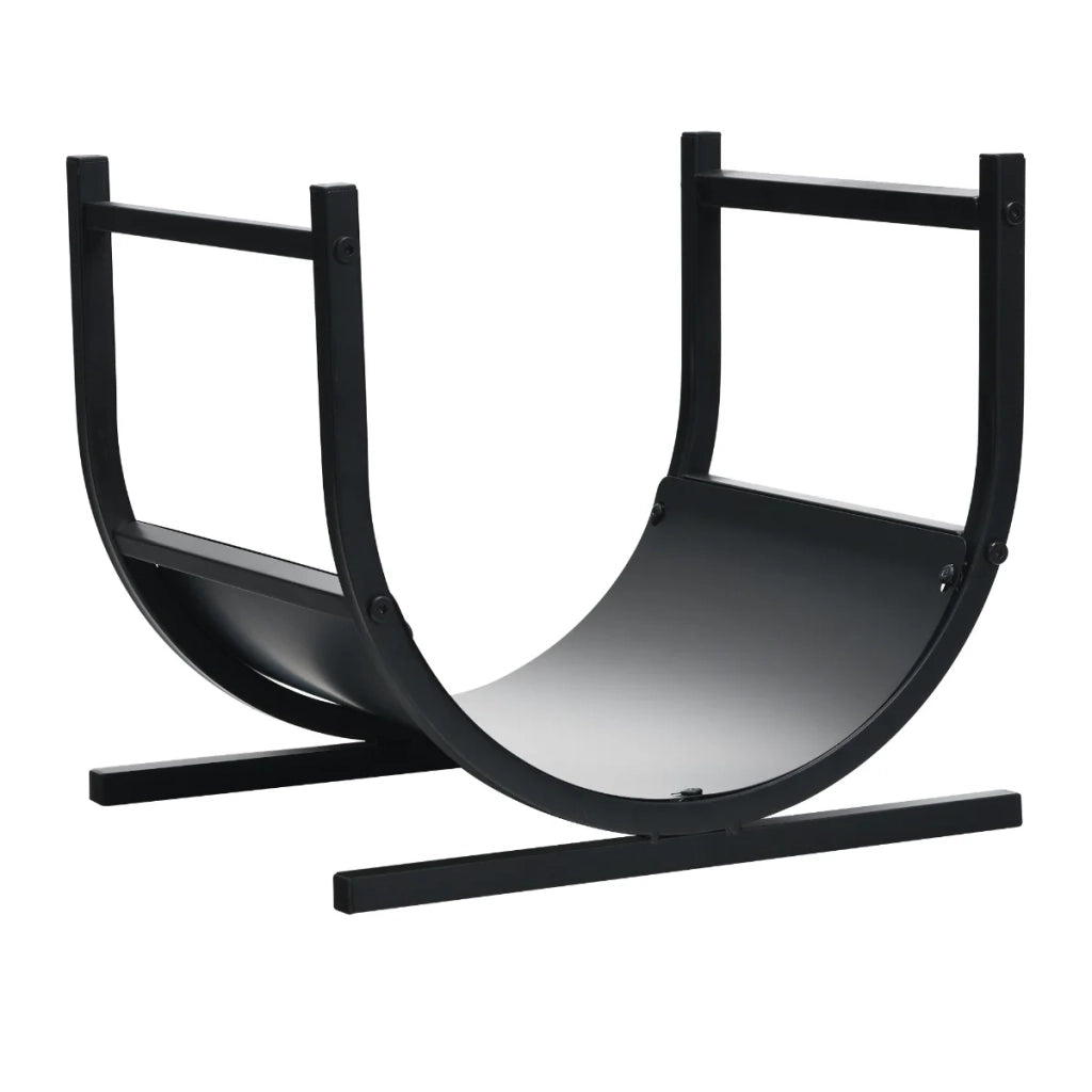 Portalegna a forma di U 43 x 37 x 39,5 cm per 30 kg di legna contenitore decorativo in acciaio nero 20_0018384