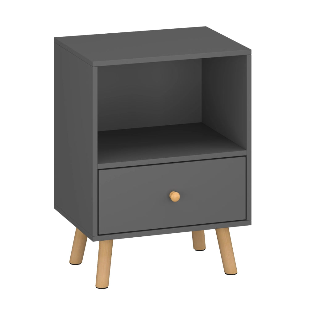 Comodino Sundsvall con Cassetto - Grigio Scuro [en.casa]