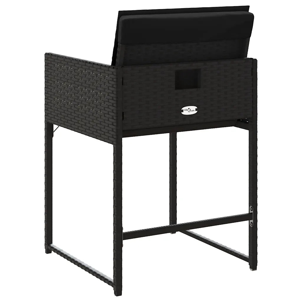 Sedie da Giardino con Cuscini 4 pz Nere in Polyrattan 365001