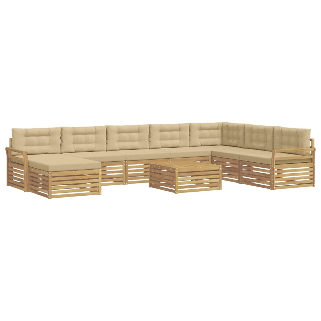 Set di divani da esterno 9 pcs Bianco e Beige 3391008