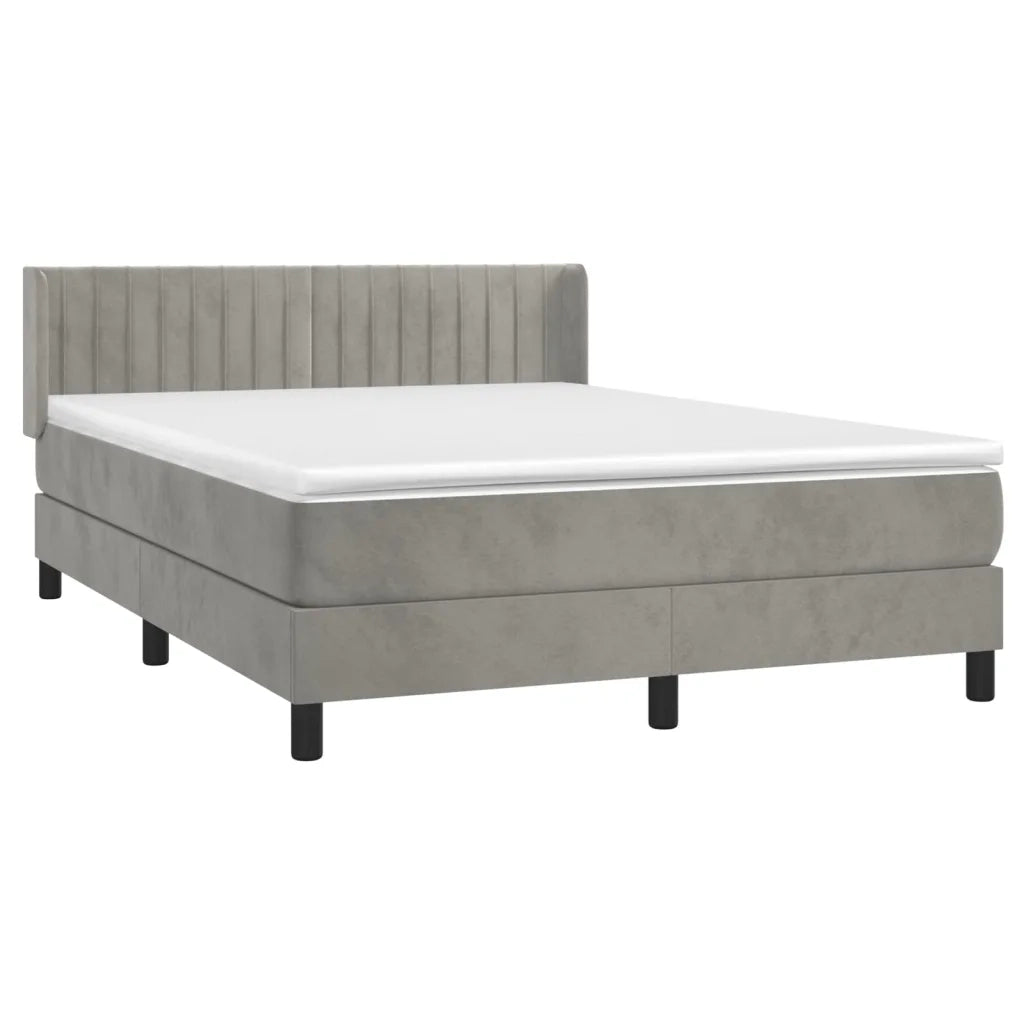 Giroletto a Molle con Materasso Grigio Chiaro 140x190cm Velluto 3131075