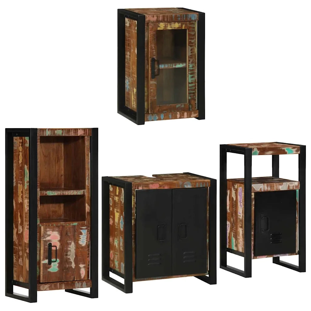 Set di mobili per il bagno 4 pcs Legno massello riciclato