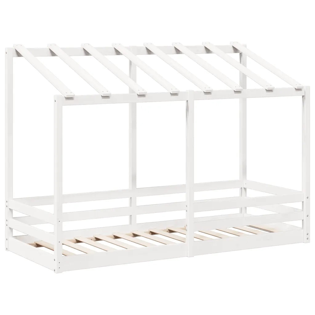 Letto per Bambini con Tetto Bianco 90x190cm Legno Massello Pino