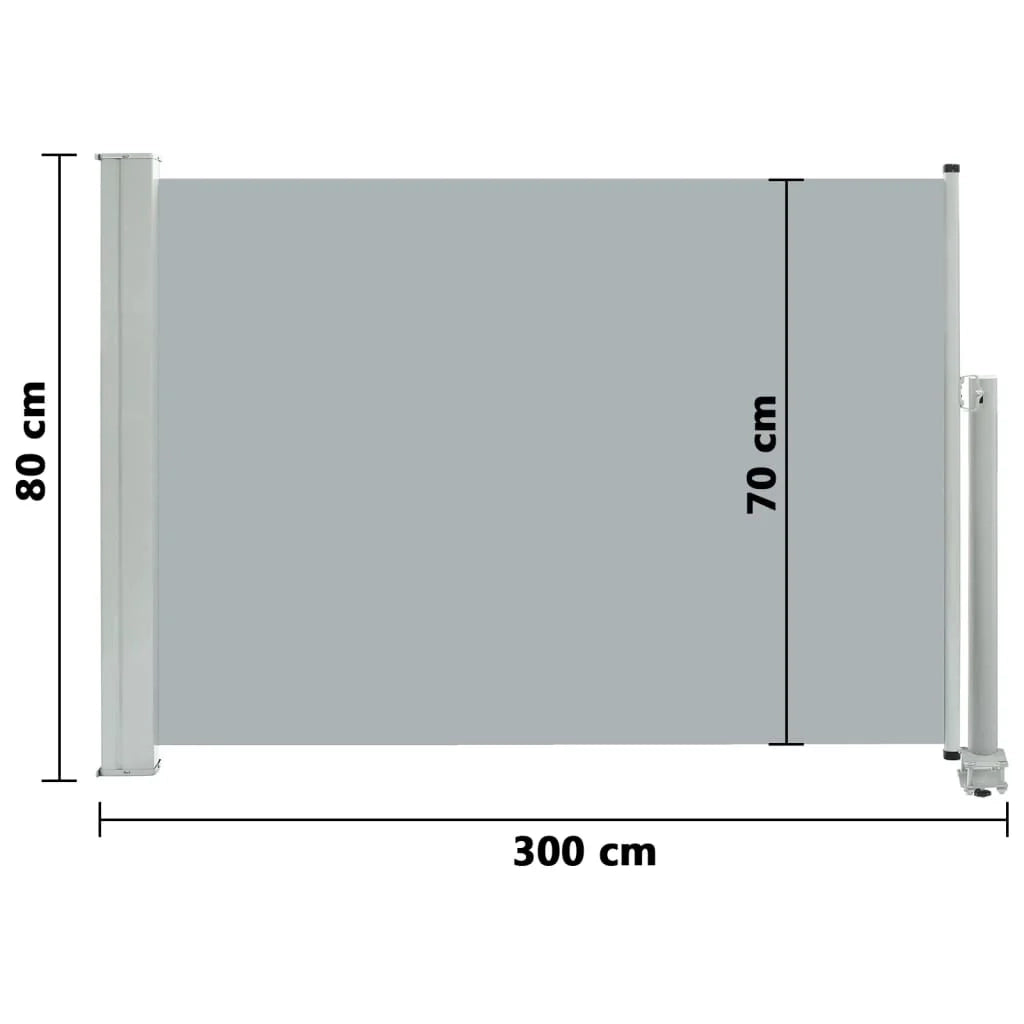 Tenda da sole laterale retrattile/schermo privacy per patio giardino terrazza balcone 80 x 300 cm grigio 02_0007396