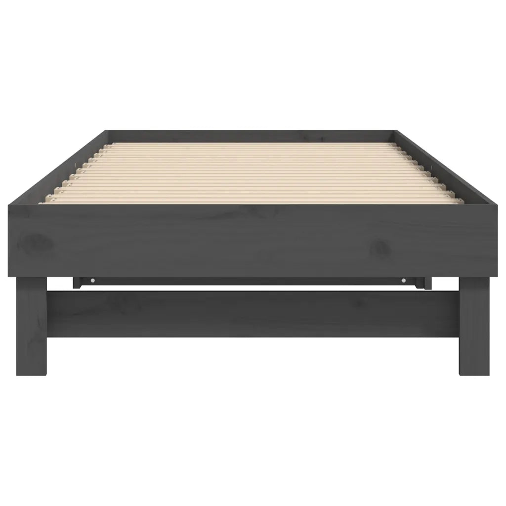 Letto da camera | Dormeuse Estraibile Grigia 2x(100x200)cm Legno Massello di Pino