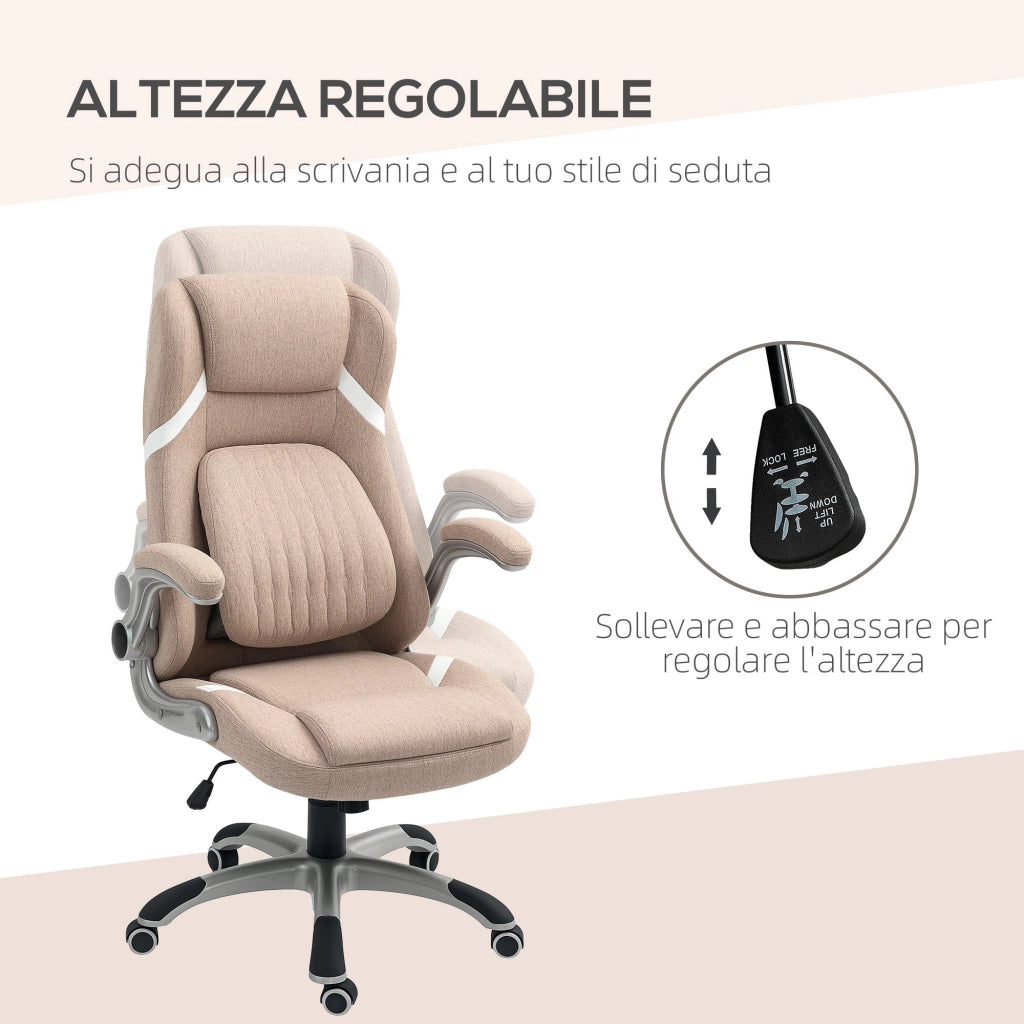 Sedia Operativa da Ufficio Reclinabile 68x76x109-117 cm Marrone Chiaro