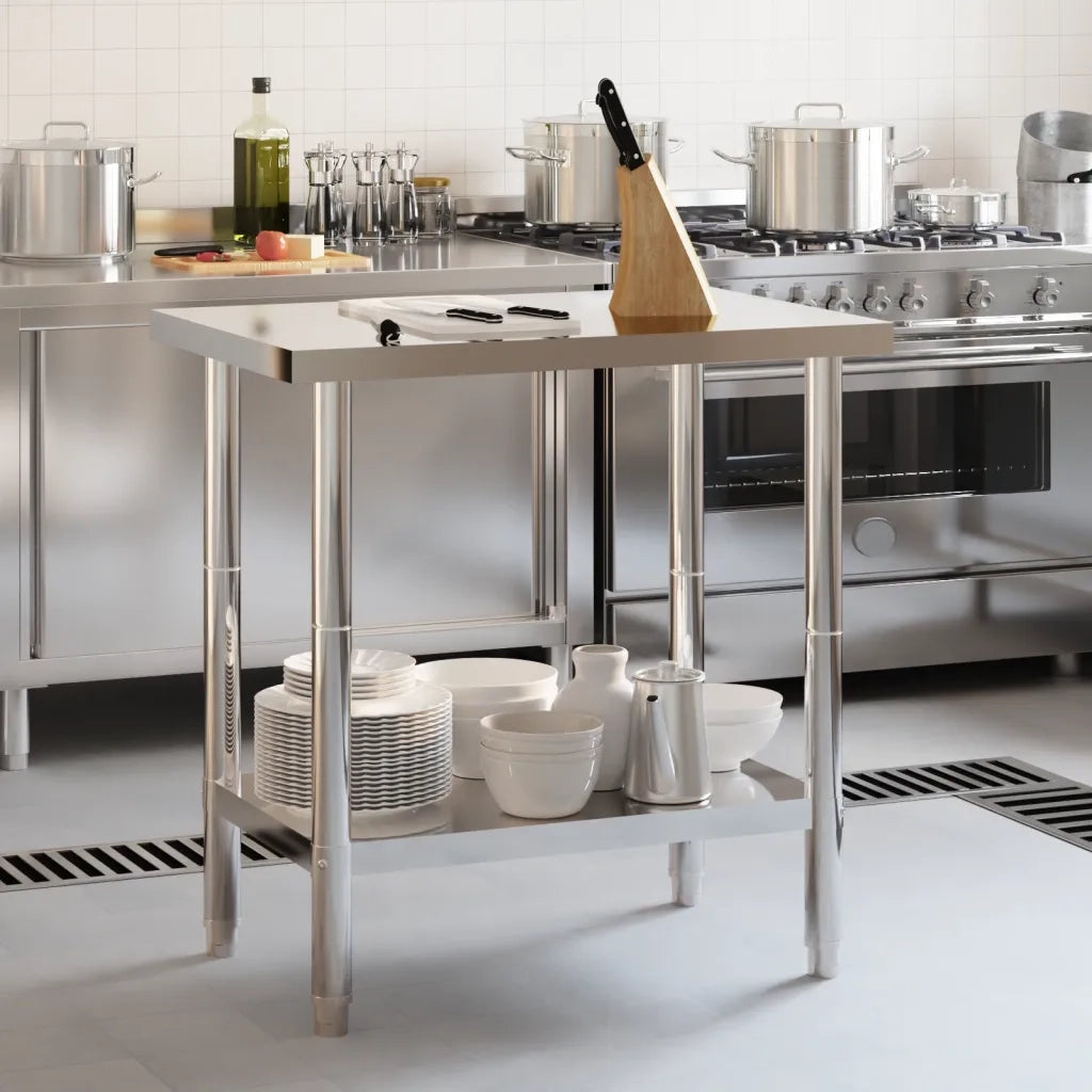 Tavolo da Lavoro da Cucina 82,5x55x85cm in Acciaio Inossidabile CFW3710399