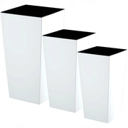 Set di 3 vasi da fiori KADAX, vasi da giardino + inserti, alti, grandi, bianchi, 37+47+57 cm