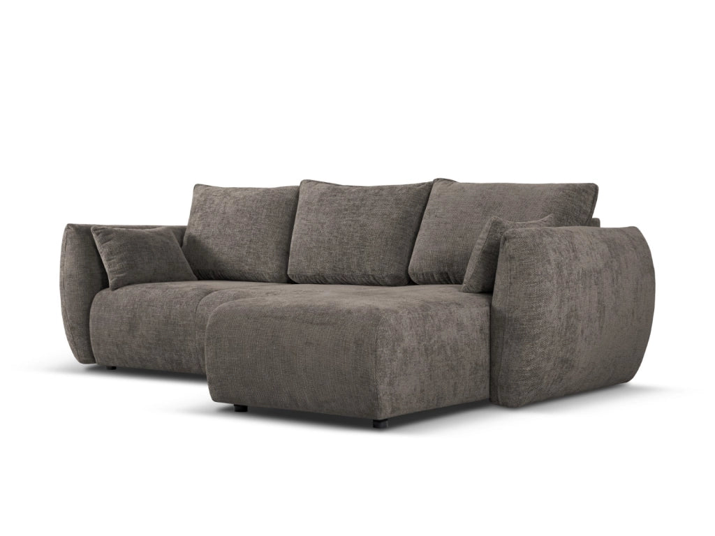 Cosmopolitan Design - Divano convertibile angolare destro con contenitore "Matera" 4 posti in ciniglia grigio 