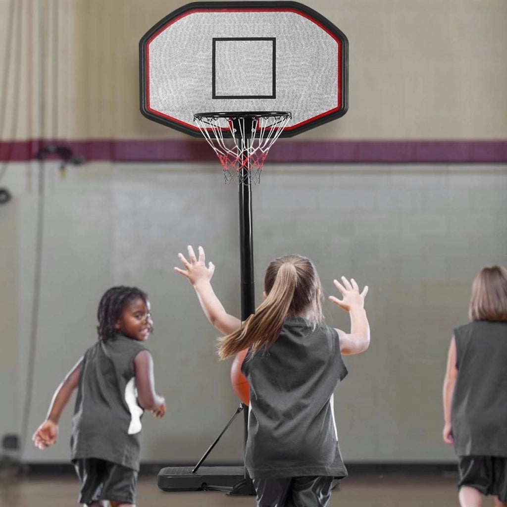 Canestro da Basket Regolabile in Altezza da 200 a 305 cm, Canestro da Basket da Esterno ed Interno Portatile con Base Riempibile e Ruote