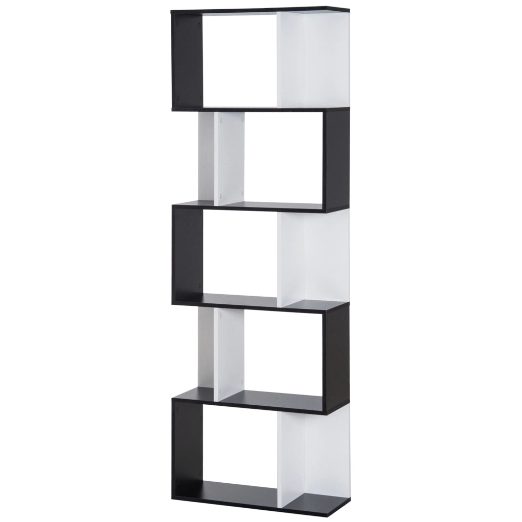 Libreria a 5 livelli a forma di S ¨C zephmum ¨C nero bianco 60x24x184.5