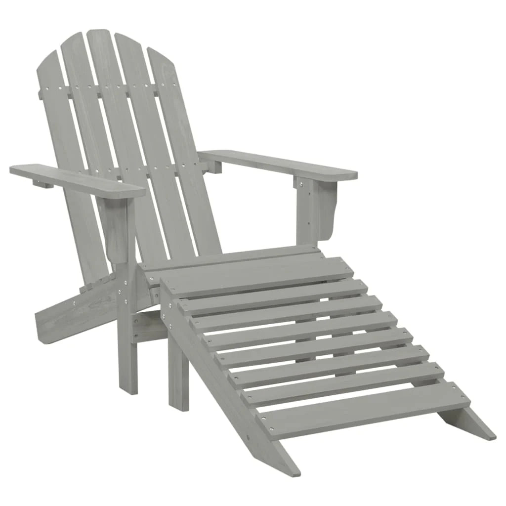 Sedia da giardino Adirondack con pouf e tavolo in abete grigio 02_0013326