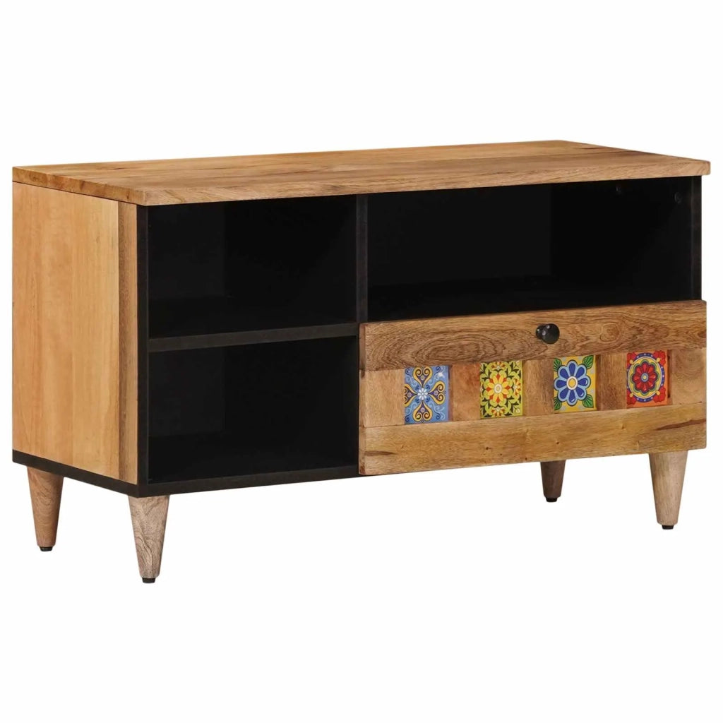 Mobile TV Naturale 80 x 33 x 46 cm Legno di mango massello