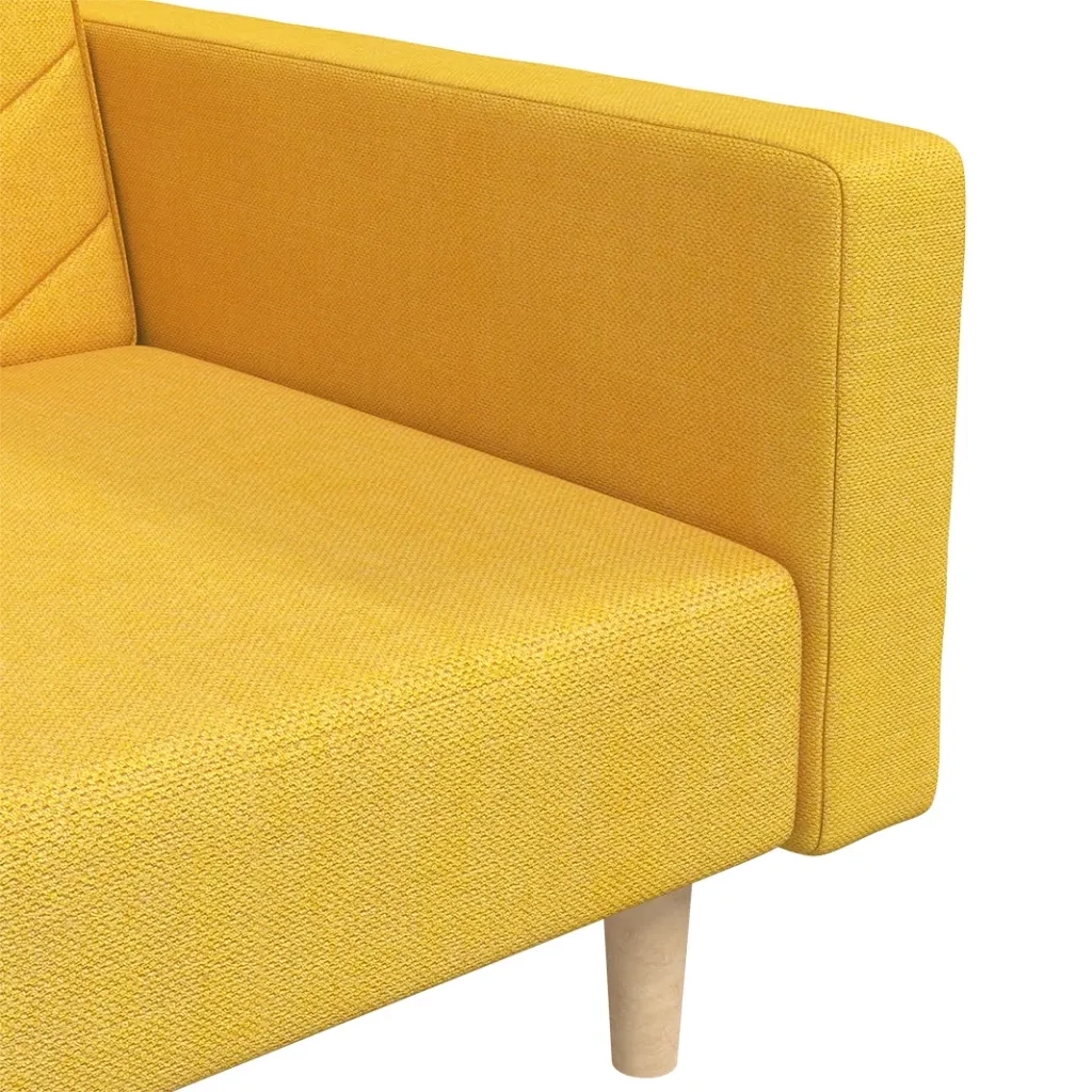 Divano letto | Sof¨¤ letto | Letto singolo a 2 Posti con 2 Cuscini Giallo in Tessuto