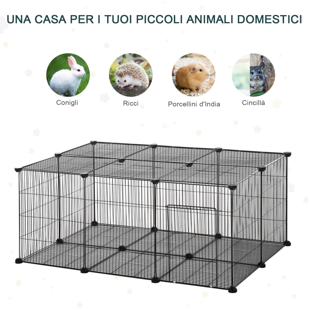 Gabbia per Conigli e Piccoli Animali ¨C zephmum ¨C Nero, Metallo, Modulabile, 105x70x45cm