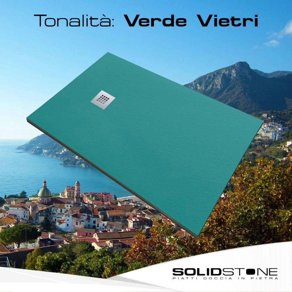 Piatto doccia in pietra SOLIDSTONE alto 2,8 cm - Verde Vietri RAL 5021 - Misura: 70x120 x 2,8h