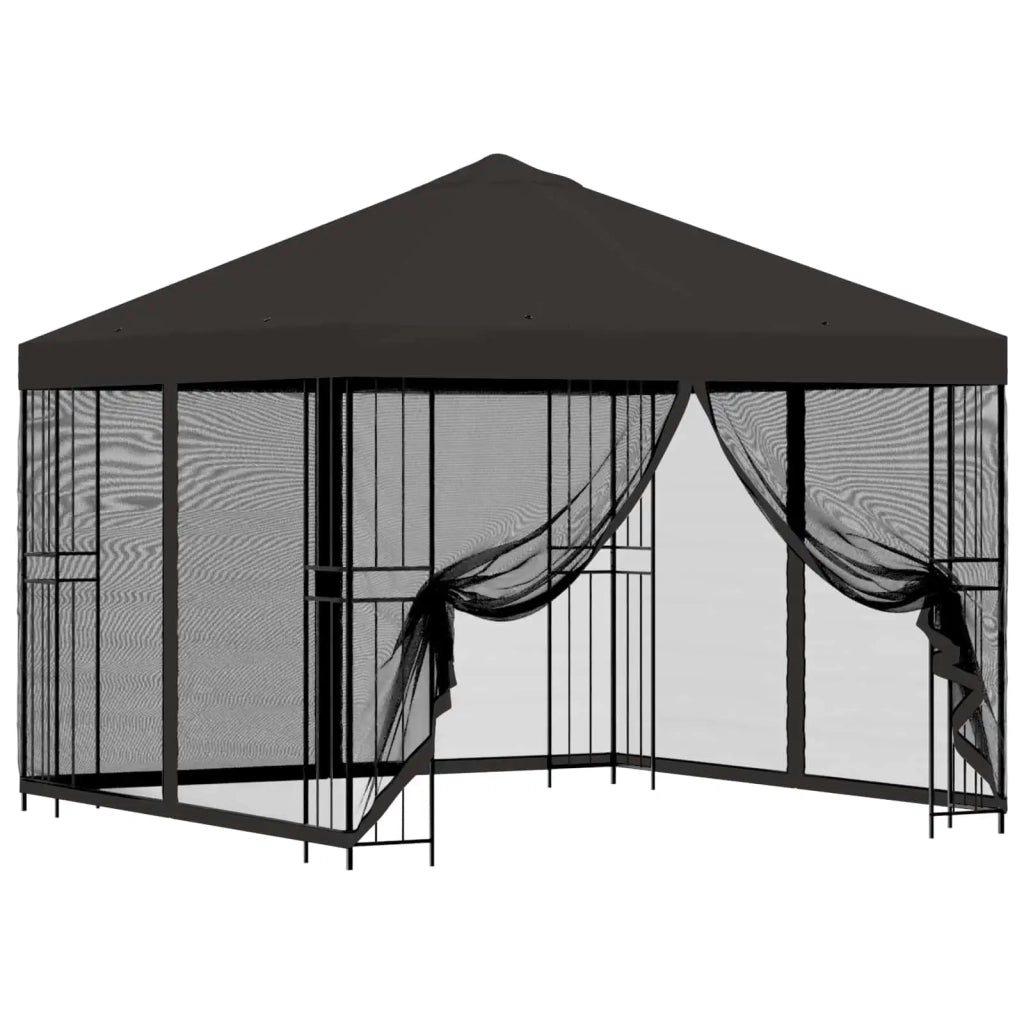 Gazebo da giardino con pareti laterali 3 x 3 m Antracite