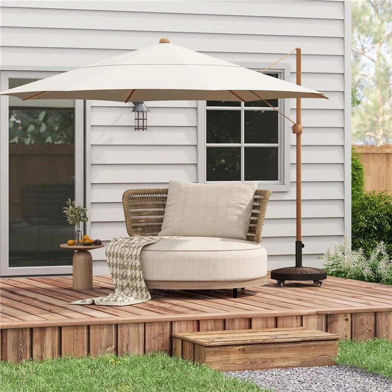 BASE PER OMBRELLONE DA GIARDINO ROTONDA A 4 RUOTE CON FRENI IN ACCIAIO E RESINA  Ø 52X41 CM BRONZO E NERO