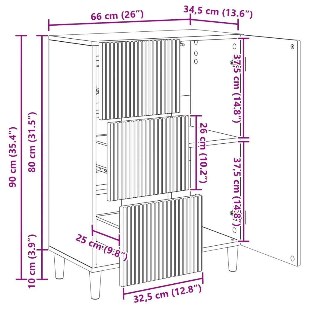 Credenza Rovere Sonoma 66 x 34,5 x 90 cm Legno ingegnerizzato