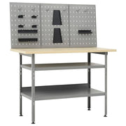 Banco da lavoro da 120 cm con 3 pannelli a parete tavolo da lavoro per officina grigio/nero 02_0003656