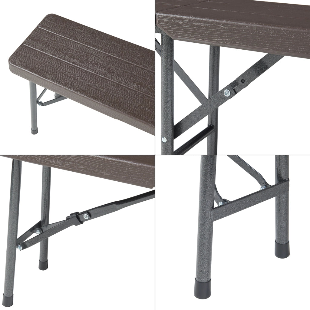 Set di 2 Panche Pieghevoli Lillestrøm 180x25x43 cm Marrone Effetto Legno [en.casa]