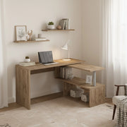 Topazio, Scrivania 2 Ripiani Made in Italy, 120x50x75h cm Marrone Rovere
