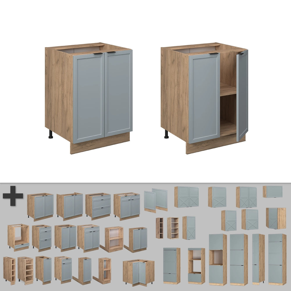 Vicco Mobiletto base cucina Blu-grigio chiaro 60 cm , PL Marmo