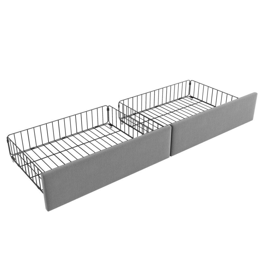OKWISH Letto Divano 90×190 cm, Letto Singolo con 2 Cassetti e Schienale Imbottito, senza Materasso, in Velluto, Grigio