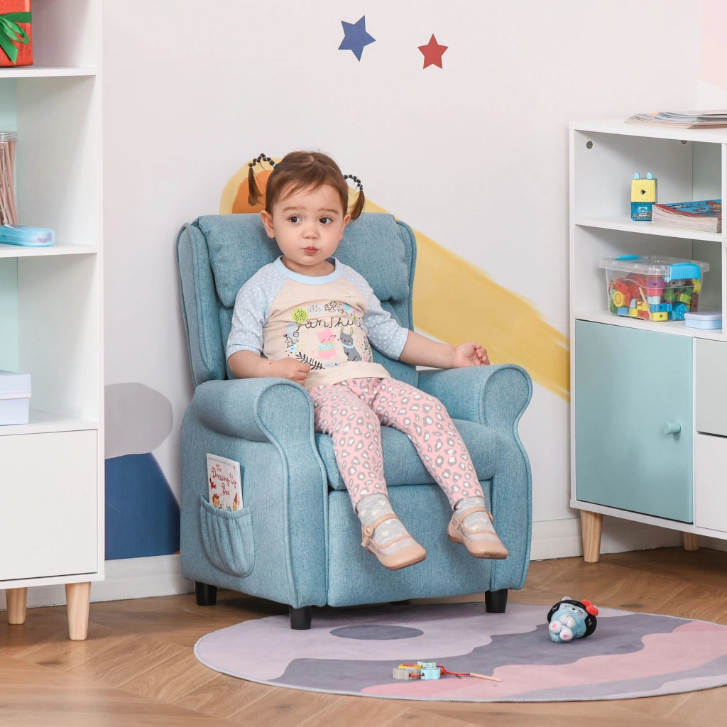 Divano per bambini con schienale regolabile e braccioli ¨C zephmum ¨C Blu